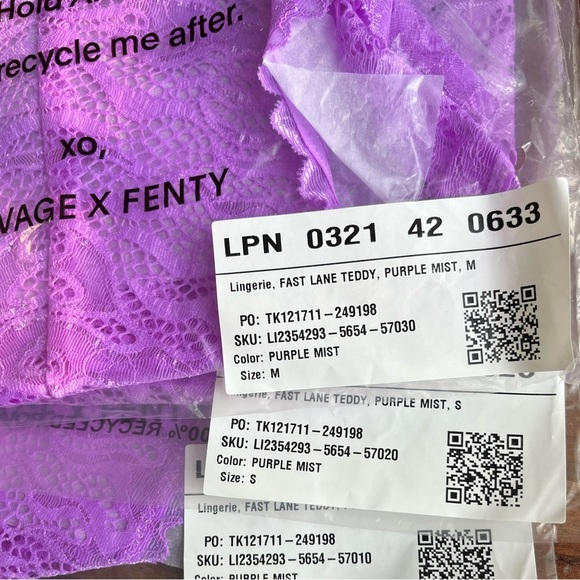 Savage X Fenty Purple Mist Fast Lane Lace Teddy - Picture 11 of 15